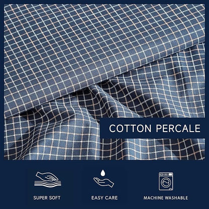 Nautica - Full Sheets, Premium Cotton Percale Bedding Set, Plaid Home Decor, Oeko-Tex Certified (Reece Plaid Navy, Full)