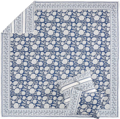 Levtex Home Adare Denim Reversible King/Cal King Quilt Set (106x92in) with 2 Pillow Shams (36x20in) - Floral Bedding - Blue White - Cotton King Size Quilt Bedding Set - Lightweight, Soft, Pre-Washed