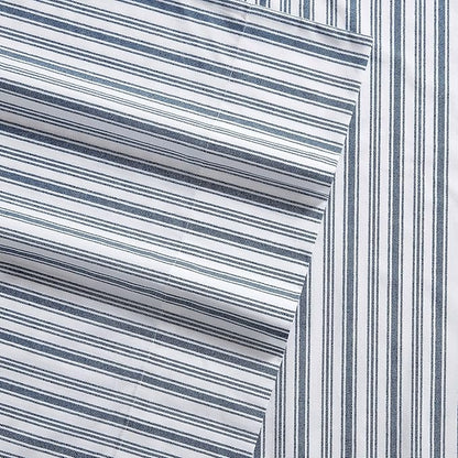 Nautica - King Size Sheets, Cotton Percale Preppy Bedding Set, Crisp & Cool, Lightweight & Breathable (Coleridge Stripe Blue, King)