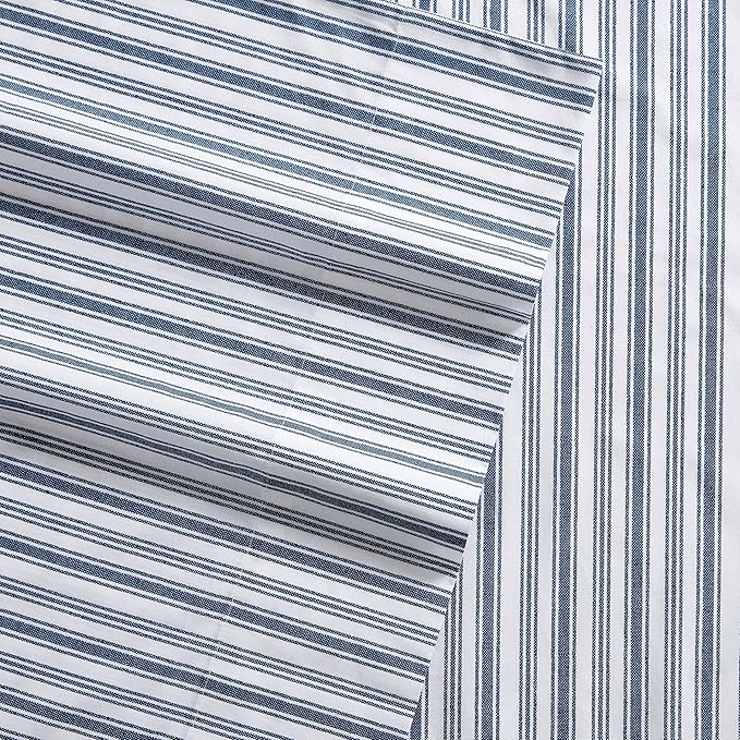Nautica - Twin XL Sheets, Cotton Percale Preppy Bedding Set, Casual Home Decor, Dorm Room Essentials (Coleridge Stripe Blue, Twin XL)