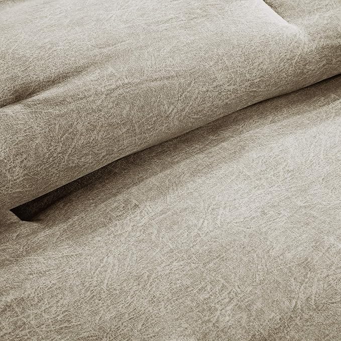 Madison Park Boone Cozy Comforter Set, Faux Suede, Deluxe Hotel Styling All Season Down Alternative Bedding Matching Shams, Decorative Pillow, King (104 in x 92 in), Rustic Tan 7 Piece
