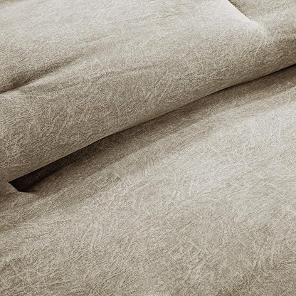 Madison Park Boone Cozy Comforter Set, Faux Suede, Deluxe Hotel Styling All Season Down Alternative Bedding Matching Shams, Decorative Pillow, California King (104 in x 92in), Rustic Tan 7 Piece