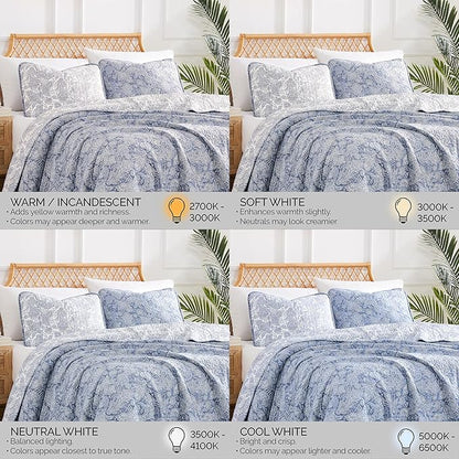 Southshore Fine Living, Inc. Twin XL Quilt Bedding Set, Dorm Bedding Essentials, 2-Sided Reversible, Stain Resistant, Machine Washable Paisley Bedspread, Twin XL Comforter w/Pillow Sham, Paisley Blue