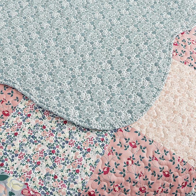 HoneiLife Quilt Set Queen Size - Quilted Bedding Sets 3-Pieces,Microfiber Quilt Sets Lightweight Bedspreads Retro Bed Cover Coverlets for Queen Bed