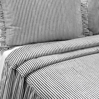 Lush Decor Ticking Stripe Bedspread Full Size 3 Piece Set Black - Ruffle Bedding Set Full Bedspreads - Kids Bedding - Farmhouse & Coquette Decor