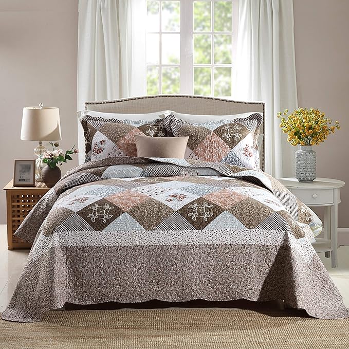 Travan 3-Piece Super King Quilt Sets with Sham Oversized Bedding Bedspread Reversible Soft Coverlet Set, Super King(120 * 120 in)