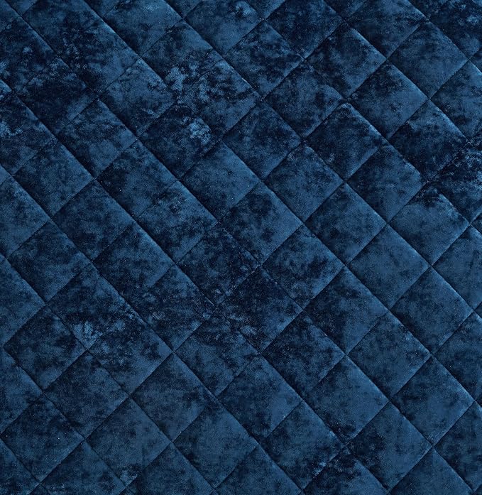 Chezmoi Collection Lux Navy Blue Velvet Quilt Queen Set, 3-Piece Plush Distressed Velvet Bedding All Season Lightweight Comforter Brushed Microfiber Reverse with Diamond Stitch Quilting