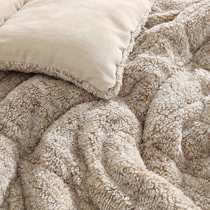 Eddie Bauer - Queen Comforter Set, Microsuede Bedding with Soft Sherpa Reverse, 3 Piece Bed Set with Matching Pillowcases (Sherwood Brown)