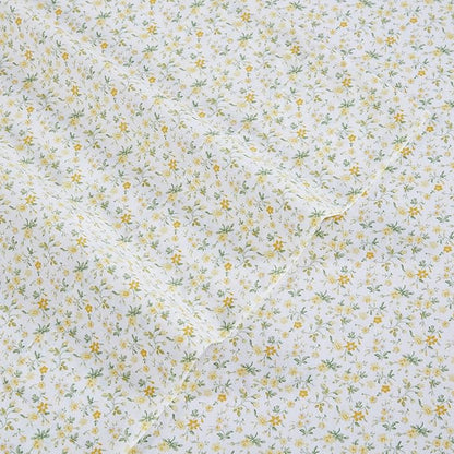 Laura Ashley - Twin XL Sheets, Cotton Percale Bedding Set, Lightweight & Breathable Home Decor, Dorm Room Essentials (Evie Yellow, Twin XL)