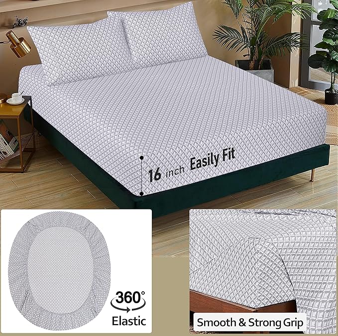 RUVANTI 100% Cotton Sheets – Twin Size Percale Bedding, Cooling & Breathable Floral Design, Durable with a Crisp, Soft & Comfortable Feel, 16" Deep Pocket, 3-Piece Set, Idiomatic Expression