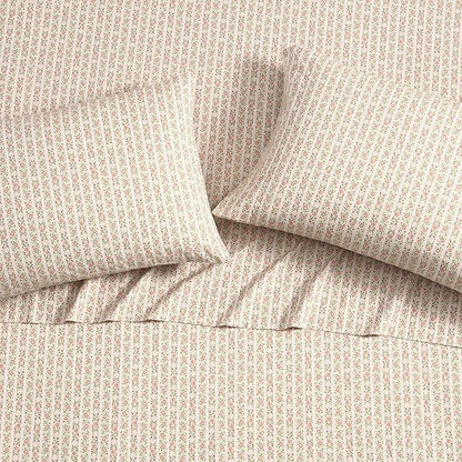 Laura Ashley - King Sheets, Cotton Percale Bedding Set, Lightweight & Breathable Home Decor, Oeko-Tex Certified (Marta Stripe Pink, King)