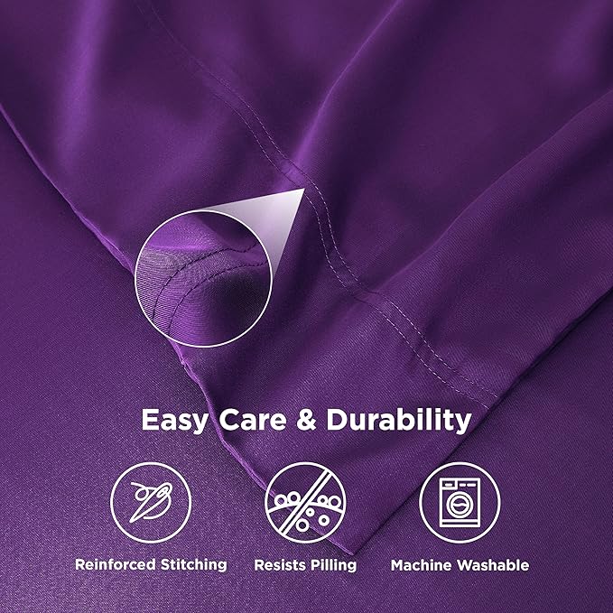 Bedsure Pillow Cases Queen, Cooling Pillow Cases, Rayon Derived from Bamboo Purple Pillowcases Queen Size Set of 2, PureWoven Silky Soft Bedding Pillow Covers with Envelope Closure, 20x30 Inches