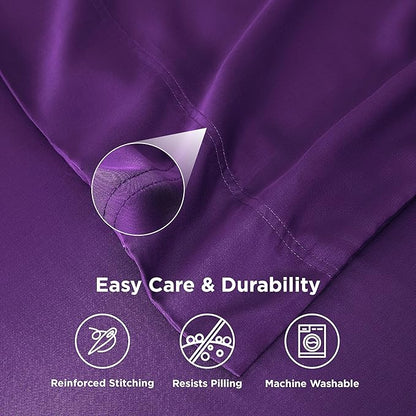 Bedsure Pillow Cases Queen, Cooling Pillow Cases, Rayon Derived from Bamboo Purple Pillowcases Queen Size Set of 2, PureWoven Silky Soft Bedding Pillow Covers with Envelope Closure, 20x30 Inches