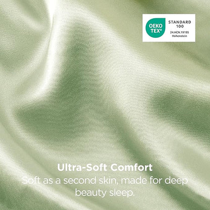 Bedsure King Size Satin Pillowcase Set of 2 - Laurel Green Silky Pillow Cases for Hair and Skin with Envelope Closure, Similar to Silk Pillow Cases, Gifts for Women Men, 20x36 Inches, 2pcs