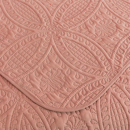 Chezmoi Collection Austin 3-piece Oversized Bedspread Coverlet Set (King, Salmon) | Oversized, Lightweight, Fade Resistant