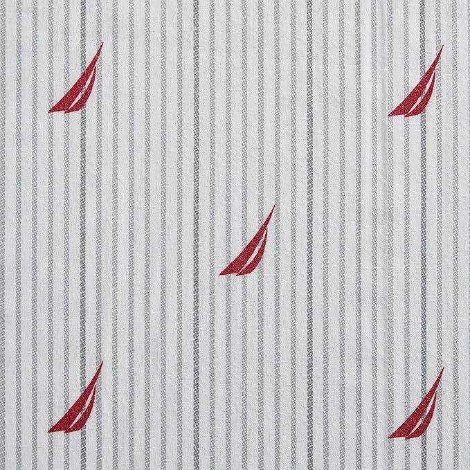 Nautica- Queen Size Sheet Set, Crisp & Tailored Cooling Sheets with a Smooth Cotton Percale Lightweight Feel - Bed Sheets with Matching Pillowcases & Fitted Sheet (Audley Stripe Red)