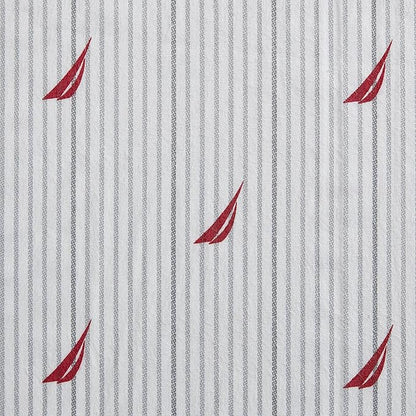 Nautica- Queen Size Sheet Set, Crisp & Tailored Cooling Sheets with a Smooth Cotton Percale Lightweight Feel - Bed Sheets with Matching Pillowcases & Fitted Sheet (Audley Stripe Red)