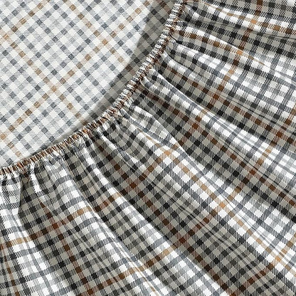 Eddie Bauer - Queen Sheet Set, Crisp & Cooling Sheets w/a Naturally Smooth Cotton Percale Lightweight Feel - Matching Pillowcases & Deep Pocket Fitted Sheet (Griffin Plaid Beige)