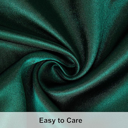 NTBAY 12 Pack Satin King Pillowcases for Hair and Skin, Luxurious and Silky Pillow Cases with Envelope Closure, 20 x 36 Inches, Dark Green