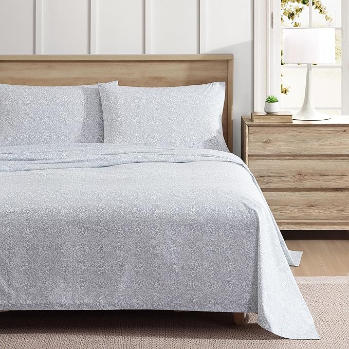 Eddie Bauer - King Sheets, Cotton Percale Bedding Set, Cool & Breathable Home Decor (Little Blossom, King)