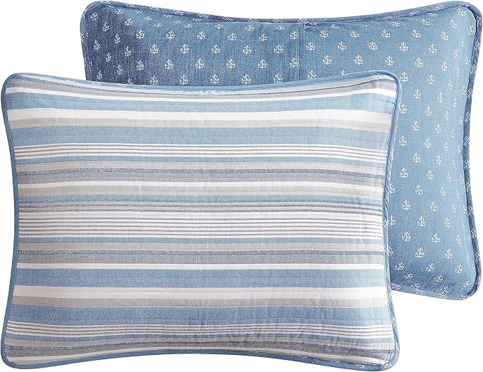 Nautica - King Quilt Set, Soft & Breathable Cotton Bedding with Medium Weight Feel, Reversible 3 Piece Bed Set with Matching Pillowcase (Jettison Grey)