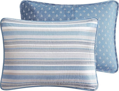 Nautica - King Quilt Set, Soft & Breathable Cotton Bedding with Medium Weight Feel, Reversible 3 Piece Bed Set with Matching Pillowcase (Jettison Grey)