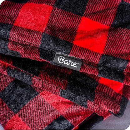 Bare Home Fleece Blanket - King Size - Ultra-Soft Lightweight for Bed, Sofa, and Couch - Luxury Microplush - Cozy Warm Blanket (King, Buffalo Plaid - Red/Black)