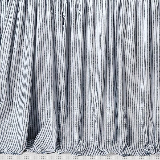 Lush Decor Ticking Stripe Bedspread King Size 3 Piece Set Navy - Ruffle Bedding Set King Bedspreads - Striped Bedding - Farmhouse & Coquette Decor