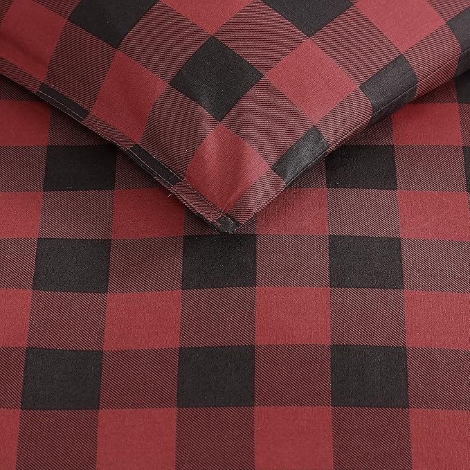Eddie Bauer - Queen Comforter Set, Cotton Reversible Bedding, Buffalo Plaid Home Decor for All Seasons (Red/Black, Queen)