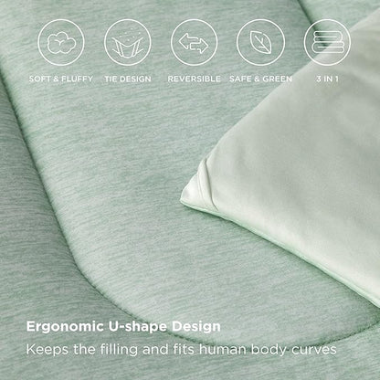 Bedsure Queen Comforter Set - Cooling and Warm Bed Set, Sage Green Reversible Bedding for All Season, 3 Pieces, 1 Queen Size Comforter (88"x88") and 2 Pillow Cases(20"x26")