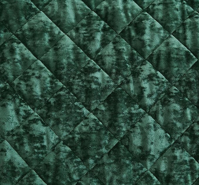 Chezmoi Collection Lux Forest Green Velvet Quilt Oversized King Set, 3-Piece Plush Distressed Velvet Bedding All Season Lightweight Comforter Brushed Microfiber Reverse with Diamond Stitch Quilting