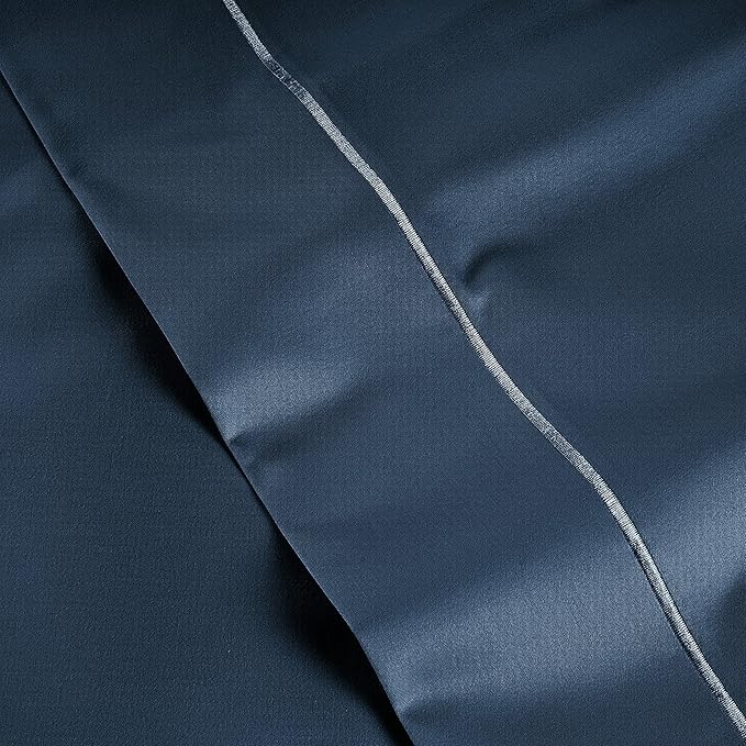100% Egyptian Cotton Sheets Queen Size - Naturally Cooling & Breathable 4 Piece Silky Sateen Weave Queen Sheet Set, Ultra-Soft & Durable Hotel Luxury Sheets with 15" Snug Fit Deep Pockets - Dark Denim