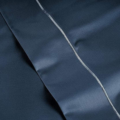 100% Egyptian Cotton Sheets Queen Size - Naturally Cooling & Breathable 4 Piece Silky Sateen Weave Queen Sheet Set, Ultra-Soft & Durable Hotel Luxury Sheets with 15" Snug Fit Deep Pockets - Dark Denim