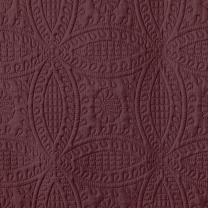 Chezmoi Collection Austin 3-piece Oversized Bedspread Coverlet Set (Queen, Burgundy) | Oversized, Lightweight, Fade Resistant