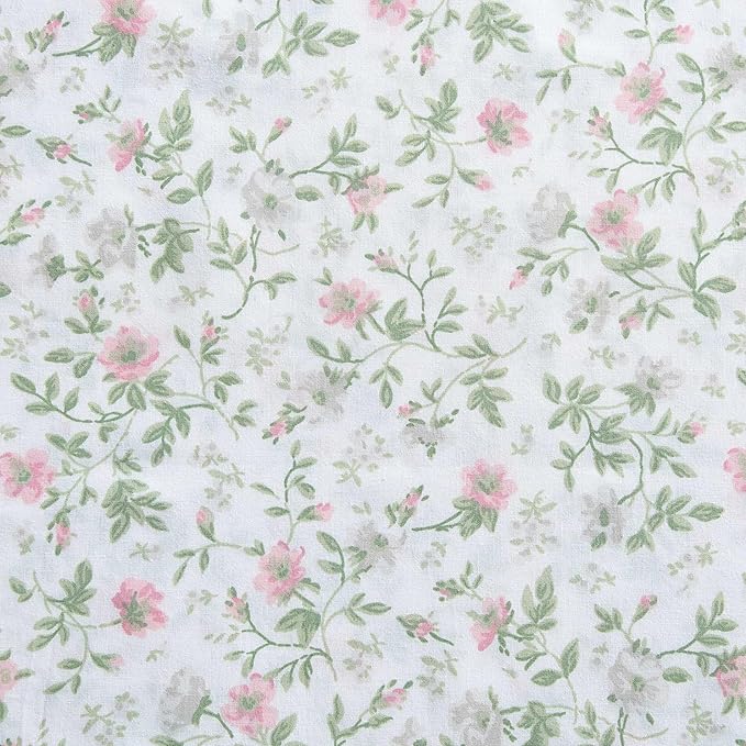 Laura Ashley - Queen Sheet Set, Crisp & Cool Cotton Percale Bedding with Deep Pockets, Lightweight for Year Round Comfort, Bed Sheets with Matching Pillowcases (Bonnie Pink/Beige)
