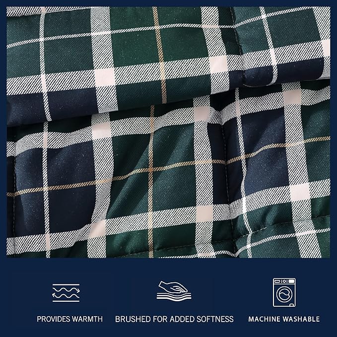 Nautica - Twin/Twin XL Comforter Set, Ultra Soft Bedding with a Woven Textured Feel, Medium Weight for Year Round Comfort, 2 Piece Bed Set with Matching Pillowcase (Northsail Plaid Navy)