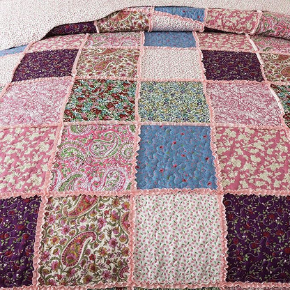 HoneiLife Quilt Set King Size - Rustic Bedspreads 106x96, Tufted Quilts 3-Piece, Patchwork Coverlet Lightweight Bedding Sets All Season Quilts