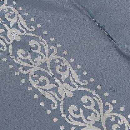Chezmoi Collection Royale 7-Piece Jacquard Floral Comforter Set, Queen, Grayish Blue/Gray