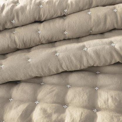 WDCOZY Beige Twin Size Quilt Bedding Sets with Pillow Sham, Tan Cream Lightweight Bedspread Coverlet, Quilted Blanket Thin Comforter Bed Cover, All Season Summer Spring, 2 Pieces, 68x90 inches
