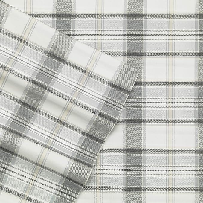 Eddie Bauer - Twin Sheet Set, Cotton Percale Bed Sheets, Crisp & Cool Bed Sheets, Ideal Dorm Essentials (Chinook Grey, Twin)