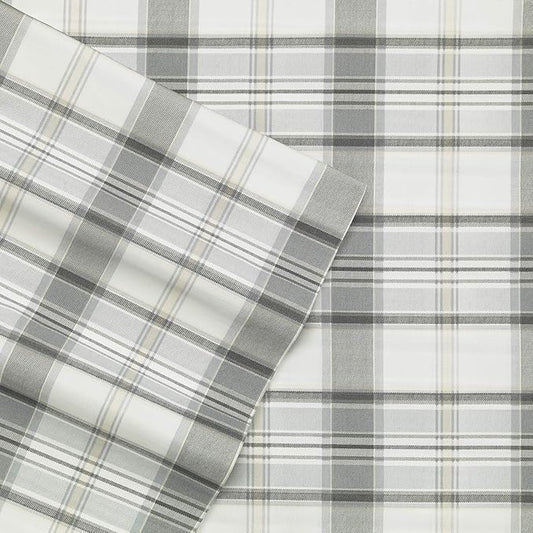 Eddie Bauer - Full Sheets, Cotton Percale Bedding Set, Crisp & Cool Home Decor (Chinook Grey, Full)