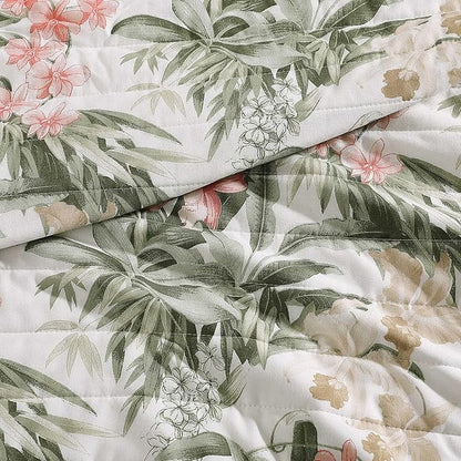 Tommy Bahama - King Quilt Set, Reversible Cotton Coastal Bedding with Matching Shams, Colorful Botanical Bedding Set (Island Orchid Pink/Cream)