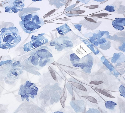 RUVANTI 100% Cotton Sheets – Split King Size Percale Bedding, Cooling & Breathable Floral Design, Durable with a Crisp, Soft & Comfortable Feel, 16" Deep Pocket, 5-Piece Set, Monotones