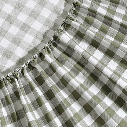 Eddie Bauer - King Sheet Set, Crisp & Cooling Sheets w/a Naturally Smooth Cotton Percale Lightweight Feel - Matching Pillowcases & Deep Pocket Fitted Sheet (Preston Check Green)