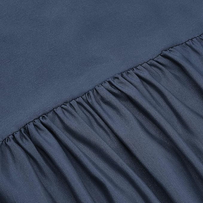 Amazon Basics Lightweight Ruffled Bed Skirt, Classic Style, Machine Washable, Fade and Wrinkle Resistant, 100% Microfiber with 16" Drop, Queen, Navy Blue