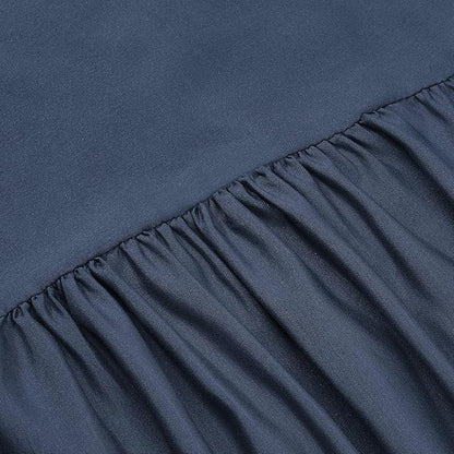 Amazon Basics Lightweight Ruffled Bed Skirt, Classic Style, Machine Washable, Fade and Wrinkle Resistant, 100% Microfiber with 16" Drop, Queen, Navy Blue