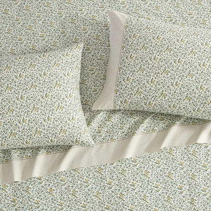 Laura Ashley - Twin Sheet Set, Breathable Percale Cotton Bedding with Deep Pockets, Chic Home Decor, Oeko-Tex Certified (Tierney Green, Twin)