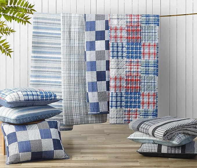 Nautica - King Quilt Set, Soft Cotton Bedding with a Medium Weight Feel, Reversible 3 Piece Bed Set with Matching Pillowcases (Galewood Blue/Beige)