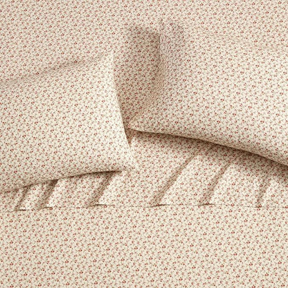 Laura Ashley - Full Sheets, Cotton Percale Bedding Set, Lightweight & Breathable Home Decor, Oeko-Tex Certified (Sweet Success Pink, Full)