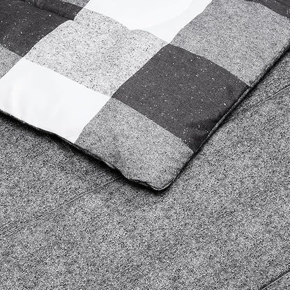 Amazon Basics Lightweight Microfiber Comforter Set, 3-Piece, Black/White Checkerboard, Full/Queen